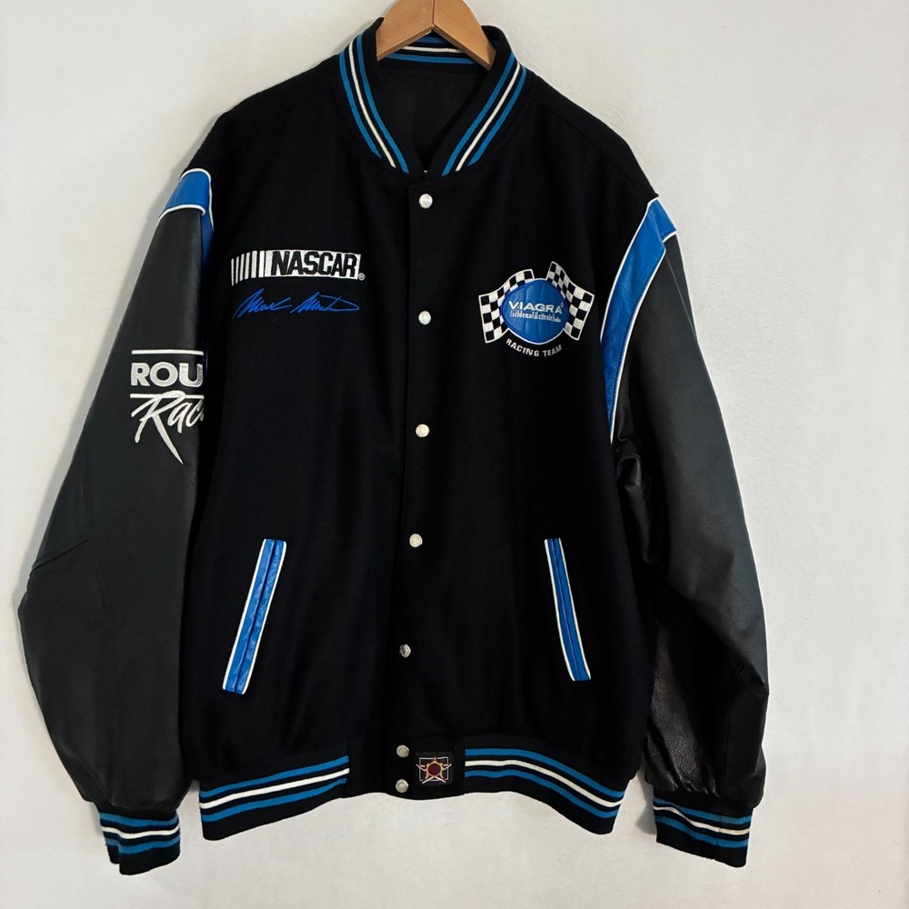 JH Design Mark Martin Racing Leather Jacket Mens 2X‎ Reversible NASCAR #6